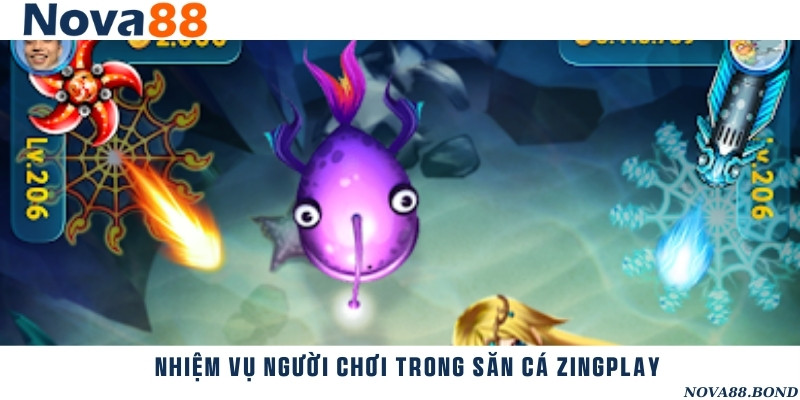 Người chơi cần bắn cá thu thập điểm thưởng và hoàn thành các nhiệm vụ
