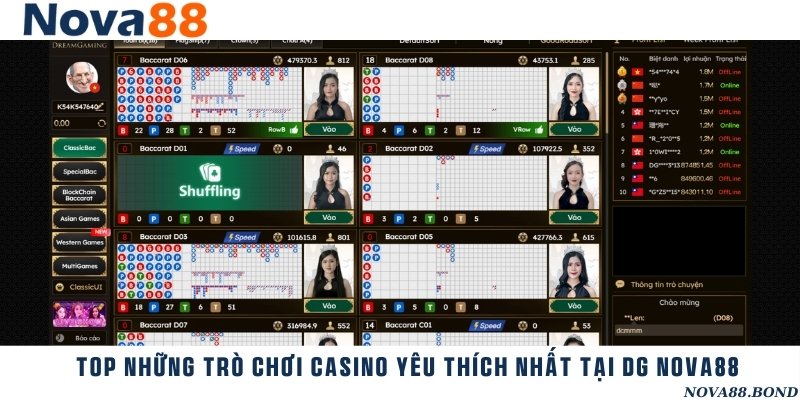 Tổng hợp những trò chơi được yêu thích nhất khi tham gia Casino DG